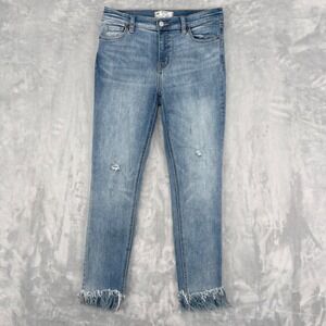 Free People Jeans Women 28 (Fits 29x26.5) Frayed Fringe Hem Distressed Skinny